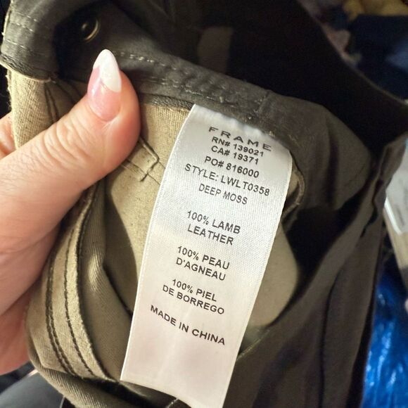 Frame Women’s 26 Green 100% Lamb Leather Pants - Picture 7 of 7